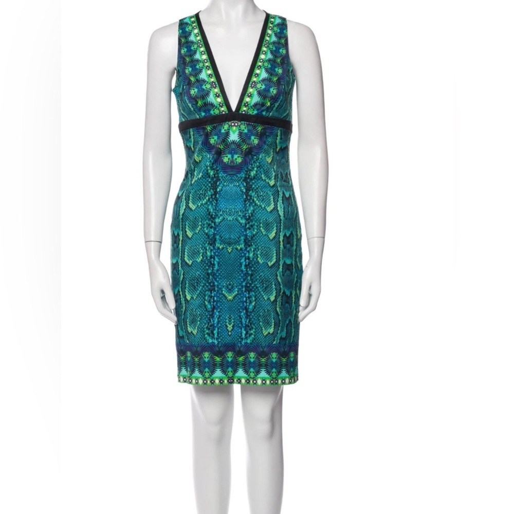 Roberto Cavalli snake print plunge dress size 42